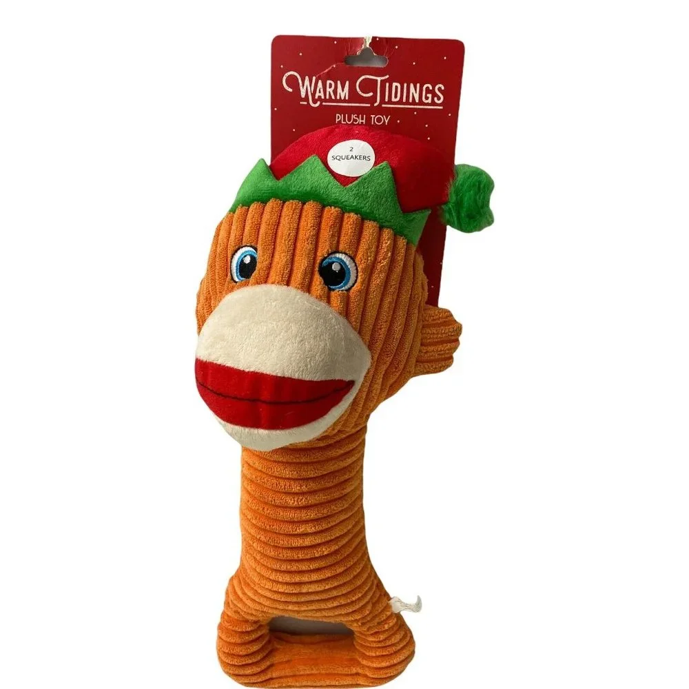 Dog Toys Pet Supplies Monkey Squeak 2 Squeaker Orange Santa Hat Red Lips 16